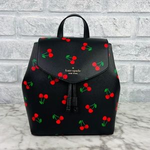 Kate Spade Lizzie Medium Flap Backpack Tossed Cherry Print